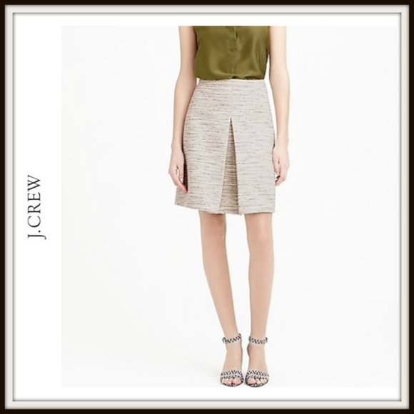 J. Crew Box Pleat Pink Pepper Tweed Skirt Work - Picture 1 of 6